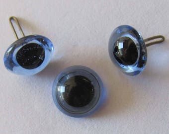 5 pares de ojos de vidrio PREMIUM de 4 mm, pre-engarzados - Intercal #560 - Azul claro. Para usar con mohair, alpaca y viscosa.