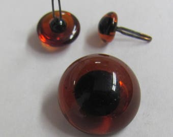 1 pair - 8 mm Pre-Crimped Loop Glass Eyes  - Intercal's #560 Glass Eyes in Color Dark Topaz. Use with mohair fabric, alpaca and faux fur