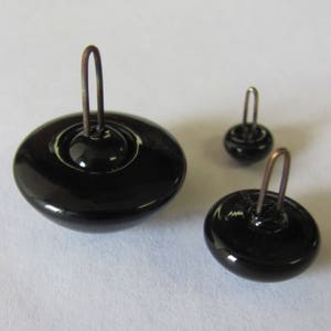1 pair - 8 mm Pre-crimped Loop Glass Eyes  - Intercal&#39;s #500 Black Glass Eyes. Use with mohair fabric, faux fur, teddy bears & crafts