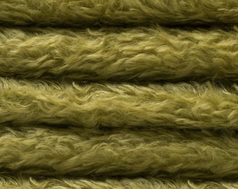 Mohair Fabric 325H, 5/8" (16 mm), 1/6 yard (Fat) in Color 110S-Golden Olive German Mohair Fur Fabric for Handmade Creations, Arts & Crafts