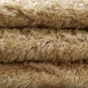 German Mohair Fur Fabric 785S/C - 1/4 yard (Fat) in Intercal's Color 5927D-Golden w/Dark Back. Upholstery, Handmade Teddy Bears, Dolls, Arts