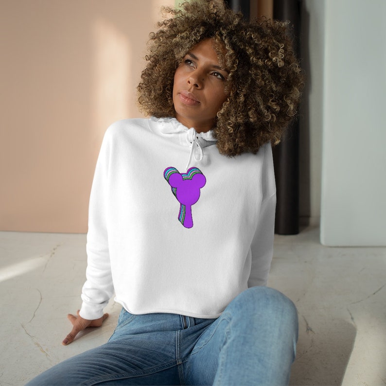 Purple Color Repeat Ice Cream Bar Crop Hoodie