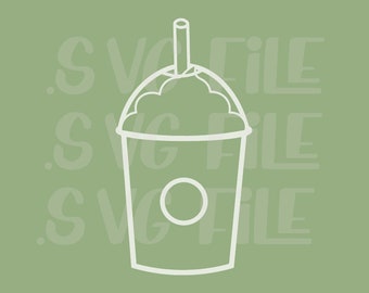Frap Frappuccino Coffee Blended Smoothie Cute Food Drink Foodie Fruity Ice Icy Cappuccino To-Go SVG File 1 .svg File Only