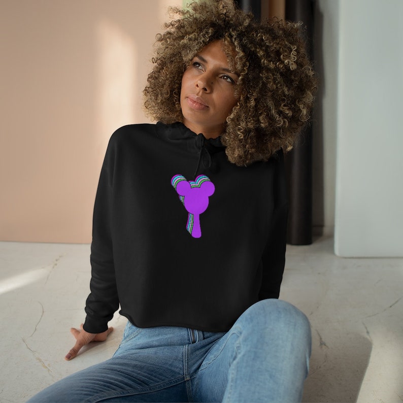 Purple Color Repeat Ice Cream Bar Crop Hoodie
