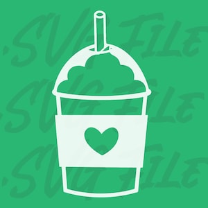 May include: White silhouette of a slushie cup with a straw and a heart on the cup. The text "Slushie File" is repeated three times around the cup.