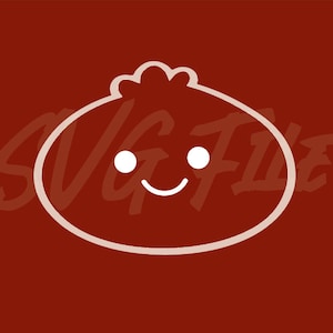 SVG in Black | Squished Bao Bun Dumpling Soup Food Foodie Asian Happy Face Chararcter | 1 File Only