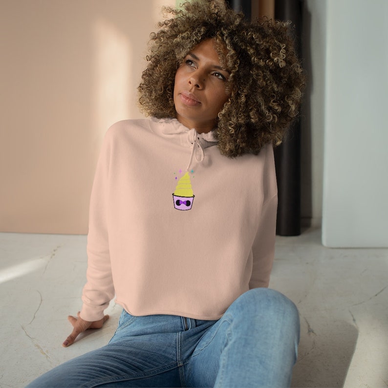 Purple Bow Pink Cup Pineapple Soft Serve Magic Crop Hoodie