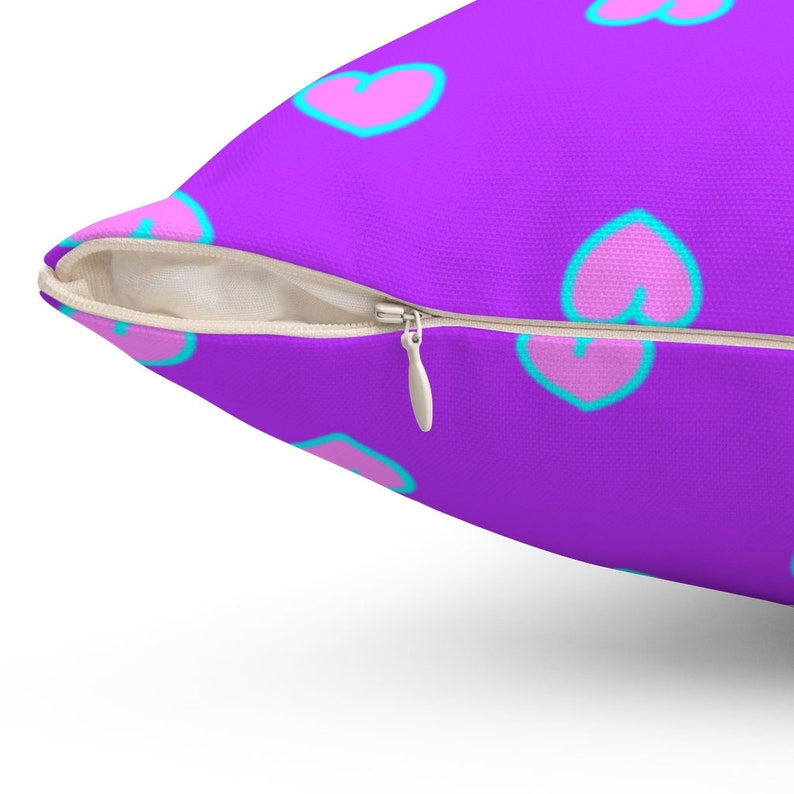Purple Blue Pink Heart Peach Booty Peach Pattern Fun Funny Happy Exercise Shape Spun Polyester Square Pillow