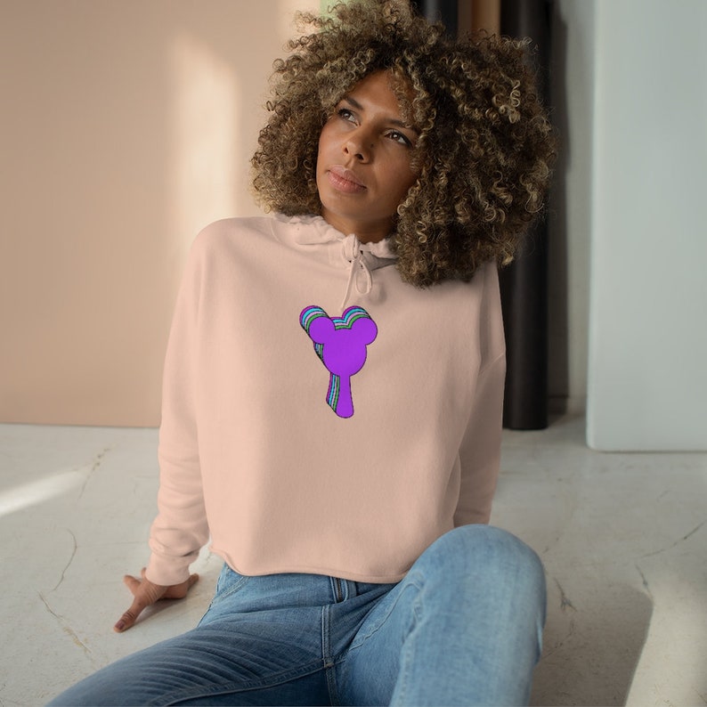 Purple Color Repeat Ice Cream Bar Crop Hoodie