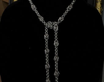 Lariat Halskette - Wrap Halskette - Chainmail Edelstahl - Fluss Halskette