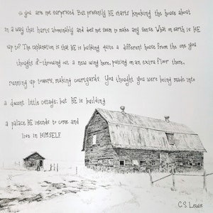 Barn micron ink pen print