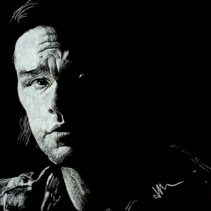 Winchesters white on black drawing - Dean or Sam