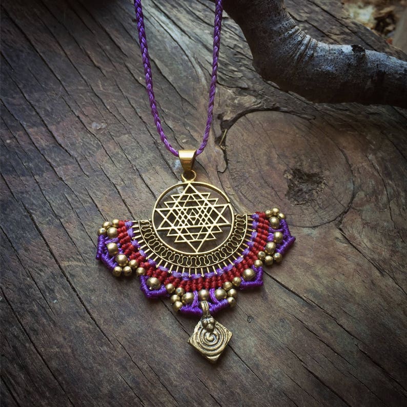 Festival Necklace mandala Boho Necklace Spiritual Jewelry Geometric Necklace Sri Yantra lotus necklace Sacred Geometry necklace