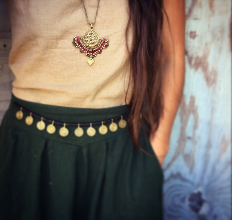 Festival Necklace mandala Boho Necklace Spiritual Jewelry Geometric Necklace Sri Yantra lotus necklace Sacred Geometry necklace