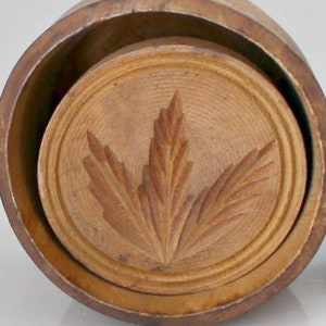 Antique Hand Carved Deep Fern Leave Butter Mold Stamp 19th Century Print Mold 3. 5&quot; across Germany AAFA