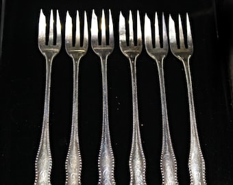 Antique Sterling Silver Oyster Fork Set of 5 Gorham Lancaster Pattern 1897
