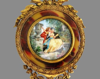 Antique French Dore Bronze Vanity Mirror with Hidden Box Ca 19th C RARE Read Details