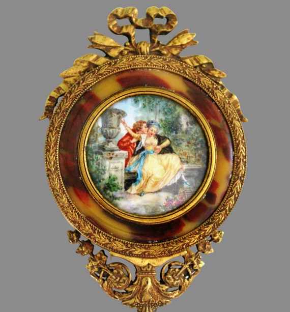 Antique French Dore Bronze Vanity Mirror with Hidden Box Ca 19th C RARE Read Details