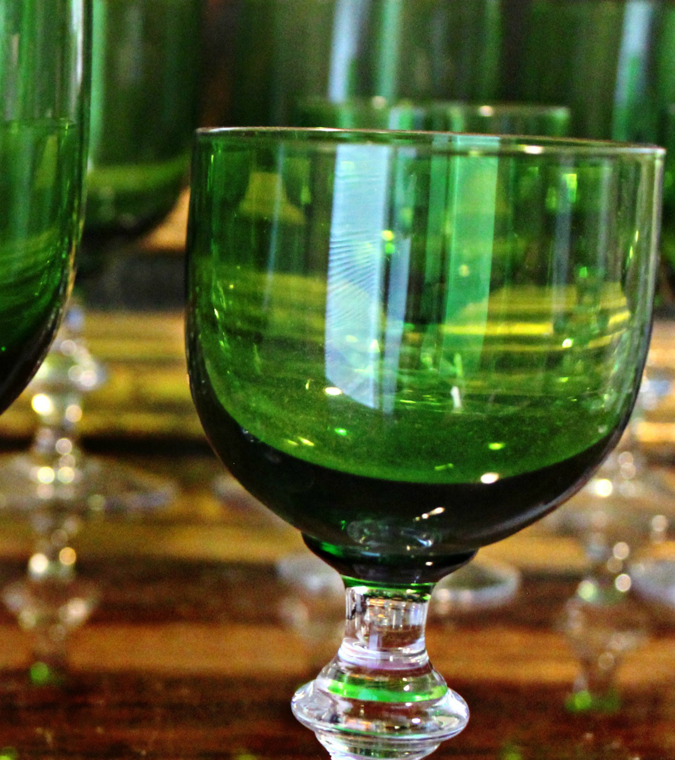 12 Art Deco Crystal Green Wine Glasses Water Glasses | Etsy