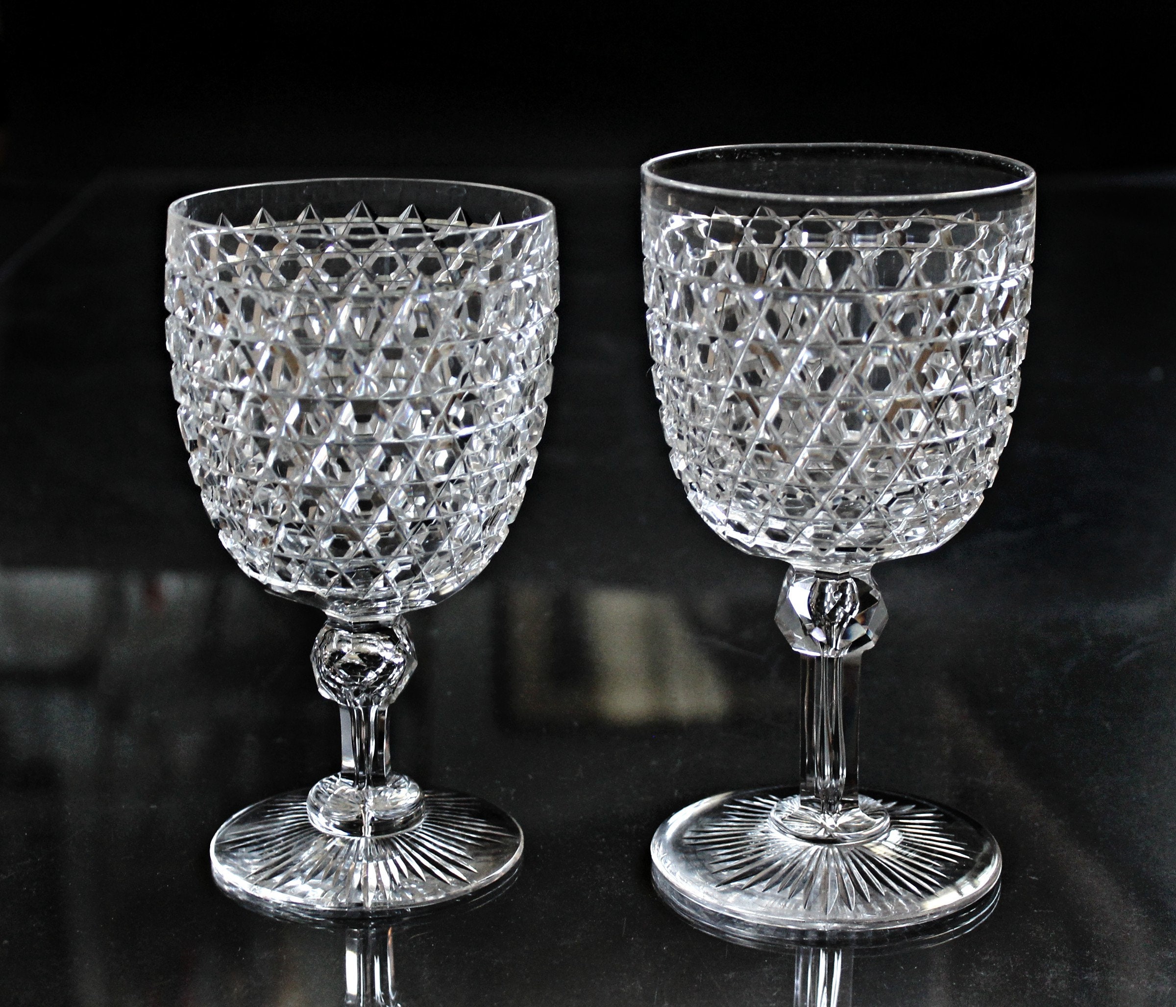 4 American Brilliant Cut Glass Water and Wine Goblets Etsy