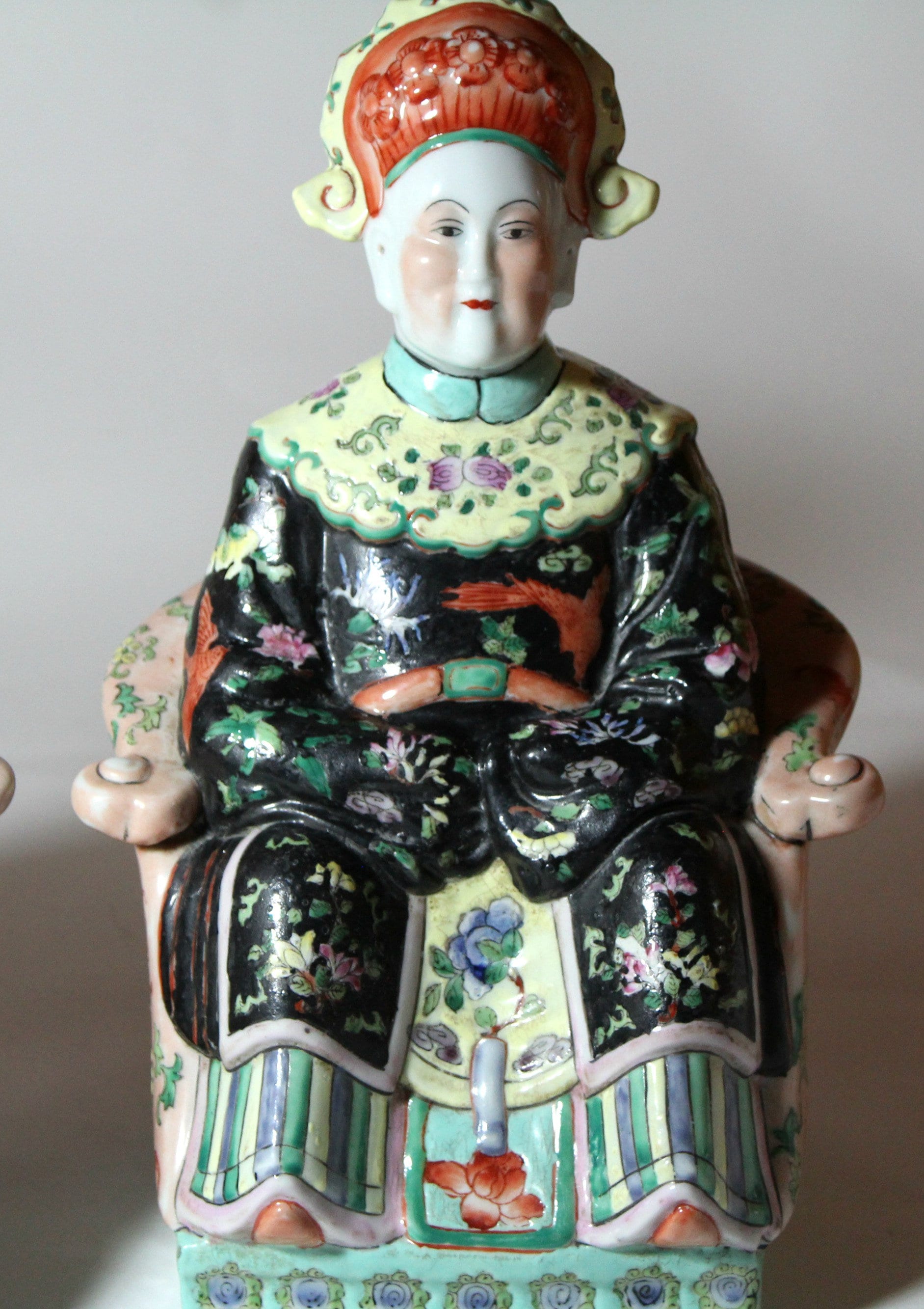 Oriental Broider Doll,Pair Chinese Qing emperor empress statue Height 12 inch 
