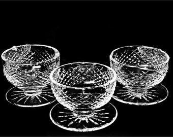 Crystal Finger Bowls Hand Cut Footed Ice-cream Bowls Set of 3