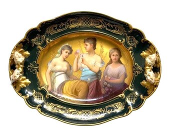 Antique Royal Vienna Porcelain Oval Tray – “Blumenfrage”