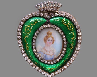 Antique Miniature Painting Royalty Queen of Holland Hortense Bonaparte by Jenny Savy