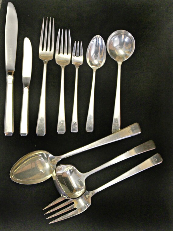 Art Deco Sterling Silver Flatware for 8 by Towle Craftsman 57