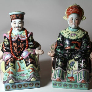 Antique Chinese Emperor and Empress Figurines Statues 12 inches
