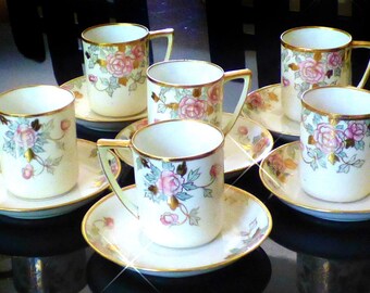 ヴィンテージ NIPPON デミタス ティーカップ＆ソーサー 6個セット コーヒーカップ＆ソーサー モリアージュ ギルト モリムラブラザーズ 素晴らしい状態