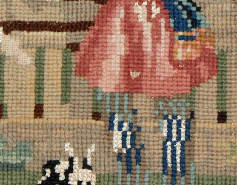 Antique German Needlepoint 18'' X 18'' Mid Etsy