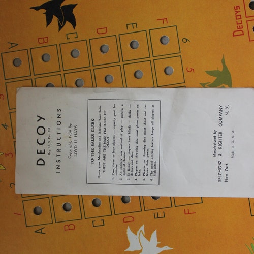 Vintage Board Game DEcoy - Popular Edition C.R. 1934 Selchow & Righter shops Company RARE
