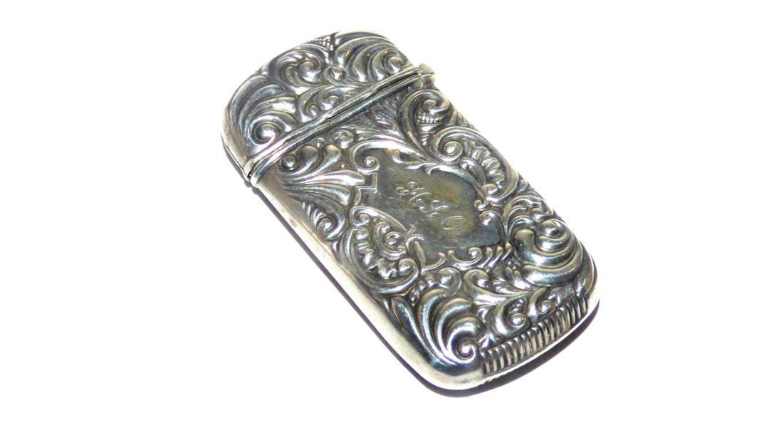 Art Nouveau Hand Repousse Sterling Silver Match Safe Vesta Case Gilt ...