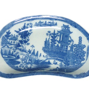 Antique Blue Transferware Plate Turners of Lane End Boy on Elephant Blue  Large Crescent 1800-1803 England Chinoiserie Impressed Mark Turner