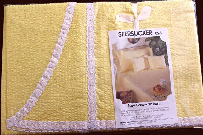 Matouk Yellow Cotton Blanket Cover Seersucker Twin Size Grande Etsy