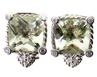 Brincos Judith Ripka em prata esterlina Diamonique Peridot Cz APOSENTADO