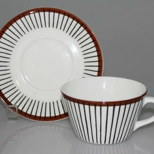 Vintage Sweden Tea Cup and Saucer Spisa Ribb  Stig Lindberg Gustavsbergs Porsilnsfabrik Hand Painted Unused