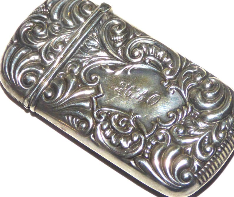 Art Nouveau Hand Repousse Sterling Silver Match Safe Vesta Case Gilt ...