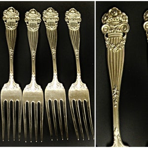 5 Towle Georgian Sterling Silver Forks 1898 7 1/2 in