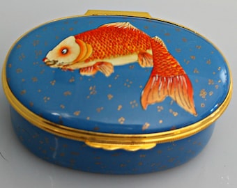 Halcyon Days English Enamel Box Gold Fish Glasgow Museum