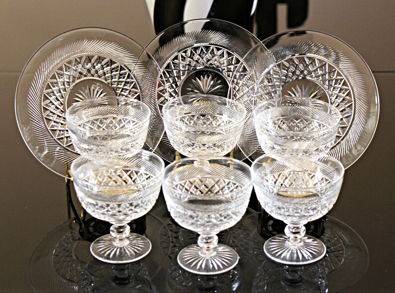 Crystal Footed Dessert Bowls Set of 7 and 4 Dessert Plates Etsy Australia
