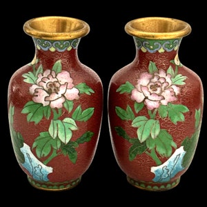 Vintage Paar chinesische Cloisonne Vasen