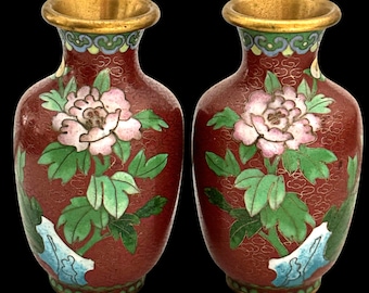 ヘレンドグリーン「チャイニーズブーケ」磁器製花瓶（金縁付き）2個