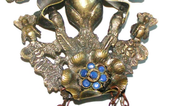 Antique Peruvian Tupu  Peacock Bird w/ Glass  Sto… - image 6