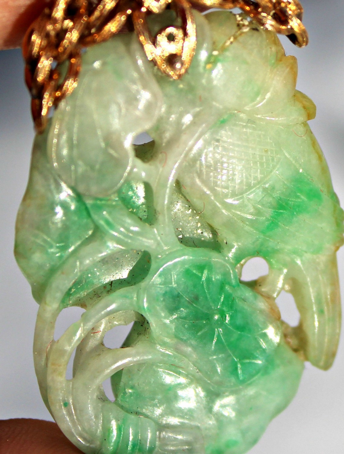 Antique Chinese Jadeite Jade Pendant Open Work Double Side Etsy