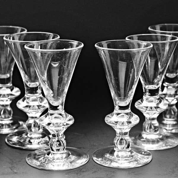Steuben Liquor Glasses Double Teardrop RARE # 7737 Set of Six (6) Excellent Condition