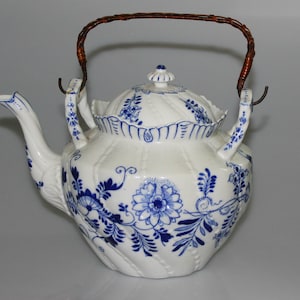 Louis Regout Maastricht Antique Porcelain Blue and White Teapot  Netherlands Ca 1880&#39;s RARE Large Capacity 2L