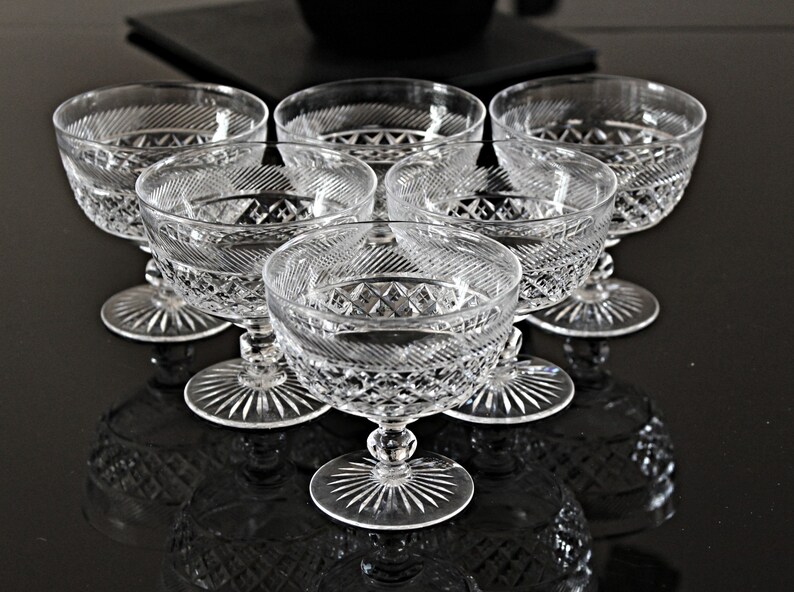 Crystal Footed Dessert Bowls Set of 7 and 4 Dessert Plates Etsy