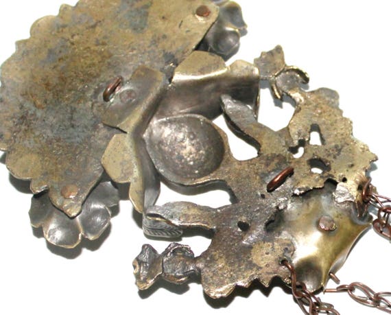 Antique Peruvian Tupu  Peacock Bird w/ Glass  Sto… - image 7